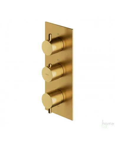 Omnires Y termostatyczna bateria prysznicowo-wannowa 3-wyjściowa podtynkowa element natynkowy złoty szczotkowany Y1238/KROGLB