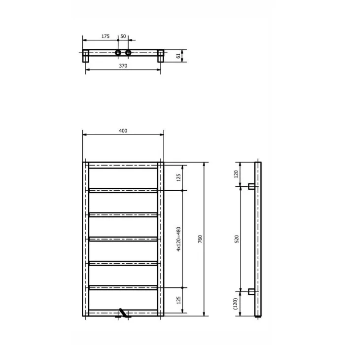 LUXRAD A3 grzejnik łazienkowy 750x400 biały A37504009003