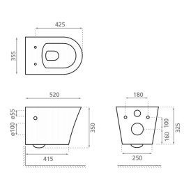 Bathco Sintra bezkołnierzowa miska WC wisząca z deską 4551 Miski WC