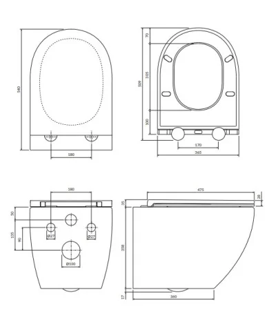 Omnires OTTAWA COMFORT miska WC wisząca z deską 54x37 OTTAWACMWBP