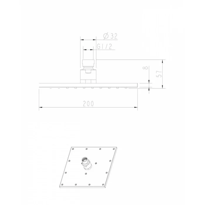 Omnires SLIMLINE deszczownica, 20 x 20 cm WG220CR