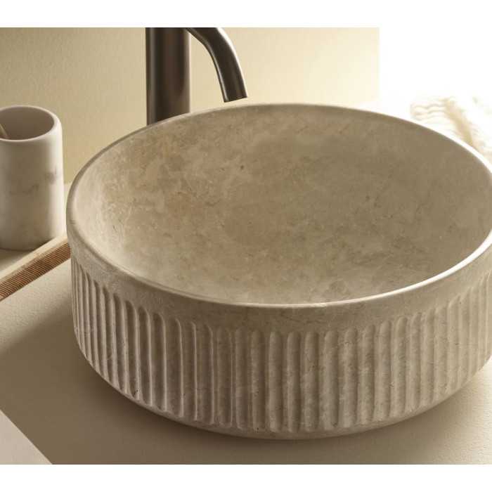 Bathco Striae umywalka kamienna okrągła 38 cm