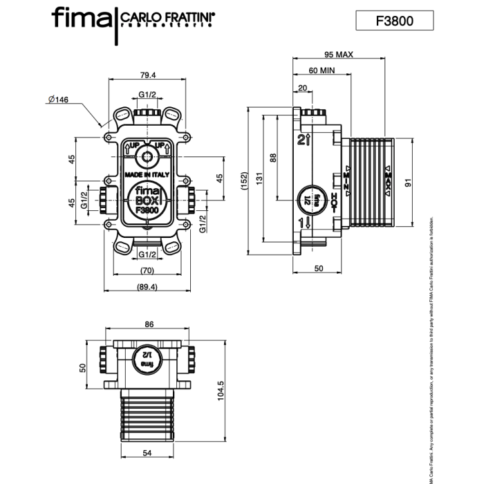 Fima SmartBox F3800 element podtynkowy 1 - 2 wyjścia Carlo Frattini