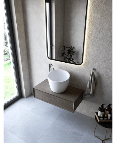 Cristalstone Vidrio Uno umywalka nablatowa 45x35 biała