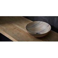 Bathco New Lys Wood umywalka nablatowa 40 cm ręcznie malowana drewno