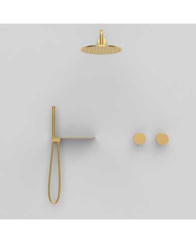 GRB InCool 2088 złoty EterNice® zestaw prysznicowy podtynkowy termostatyczny 2-drożny deszczownica złoto szczotkowane