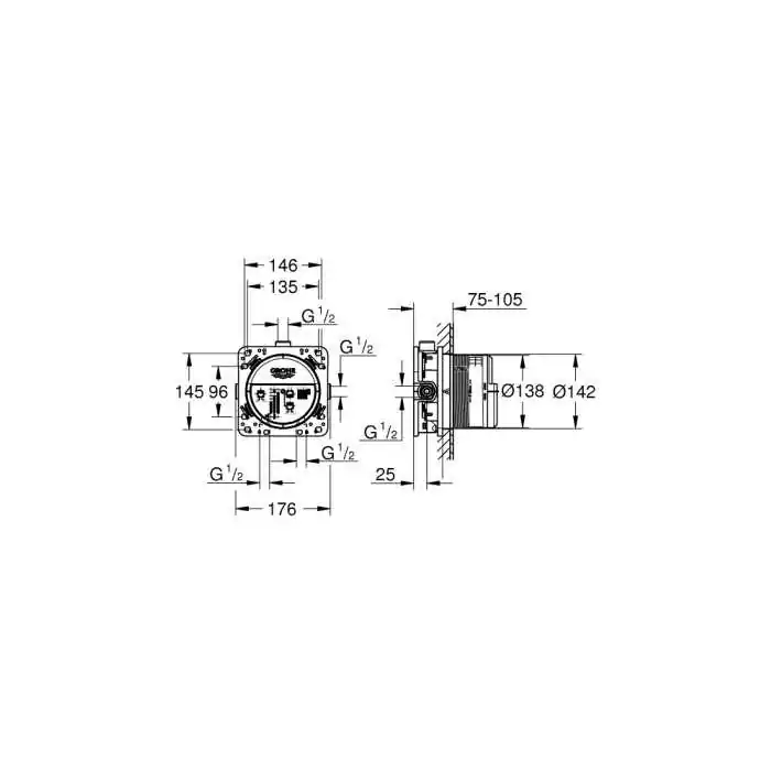 Grohe Rapido Smart Box uniwersalny element podtynkowy 1/2" 35600000