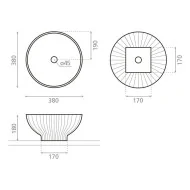 Bathco Atelier Dobra Turquesa umywalka nablatowa 38 cm kształt wachlarza Umywalki nablatowe