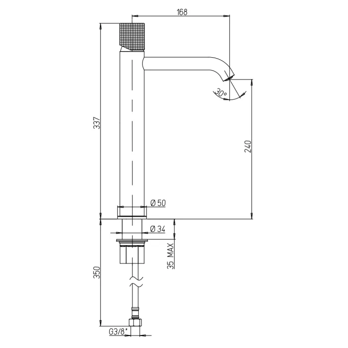 Paini COX Grip bateria umywalkowa 240 b/k stojąca czarny szczotkowany 7GPZ205OLL