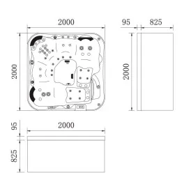 Jaquar Mercury SPA wanna z hydromasażem 5-os 200x200x92 49 dysz