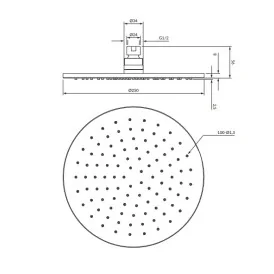 Omnires SLIMLINE deszczownica ø25 cm miedź szczotkowana WG125CCPB