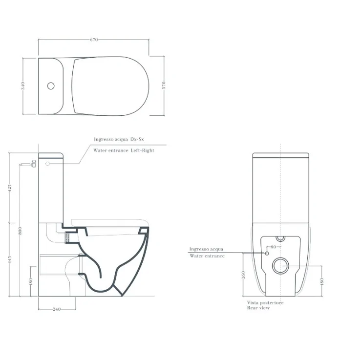 Artceram FILE 2.0 kompakt WC 37x67 rimless celeste / pale blue Kompakty WC