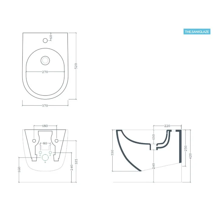 Artceram File 2.0 bidet wiszący 52x37 Saniglaze biscotto beżowy FLB0036200 Bidety