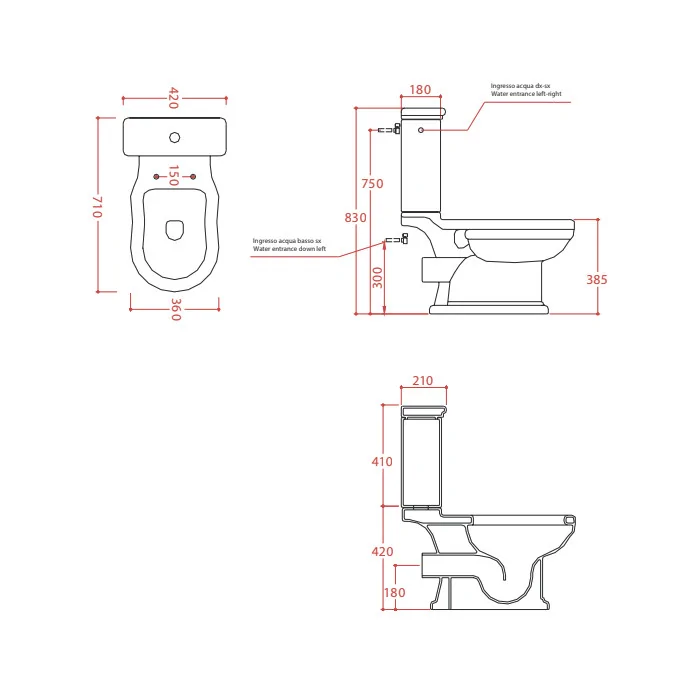 Artceram Hermitage miska WC do kompaktu biały połysk HEV0040100 Kompakty WC