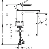 Hansgrohe Rebris S bateria umywalkowa 80 CoolStart z metalowym kompletem odpływowym z cięgłem czarny 72584670