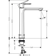 Hansgrohe Rebris S Jednouchwytowa bateria umywalkowa 240 CoolStart do umywalek nablatowych bez korka chrom 72582000