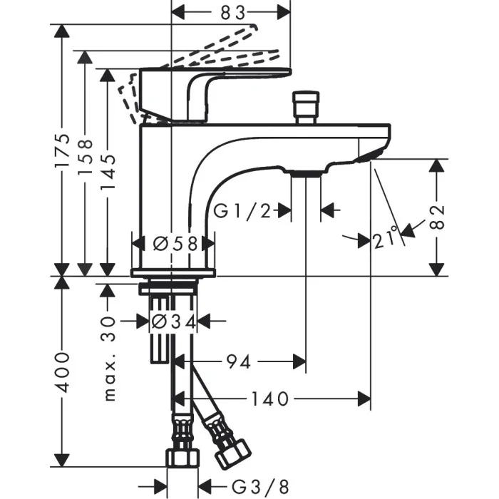 Hansgrohe Rebris S bateria wannowa Monotrou z 2 zakresami przepływu i przełącznikiem ciśnieniowym chrom 72436000