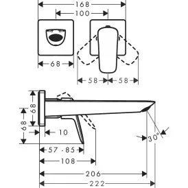 Hansgrohe Logis bateria umywalkowa Fine z wylewką 20,6 cm, ścienna, podtynkowa czarny 71256670