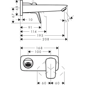 Hansgrohe Logis bateria umywalkowa z wylewką 19,5 cm, ścienna, podtynkowa czarny 71220670