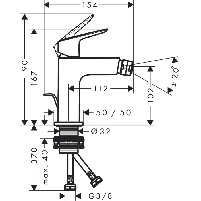 Hansgrohe Logis bateria bidetowa 110 Fine z kompletem odpływowym z cięgłem chrom 71201000