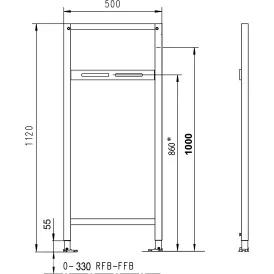 JOMOTech stelaż do zlewozmywaka H 112 cm / mocowanie płyta