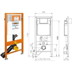 JOMOTech STELAŻ WC H1120 + WSPORNIK + PRZYCISK EXCLUSIVE 2.0 CHROM MATOWY 103-000000008