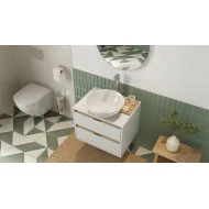 Design Korek klik-klak umywalkowo bidetowy, korpus złoty szczotkowany, pokrywa ceramiczna biały mat