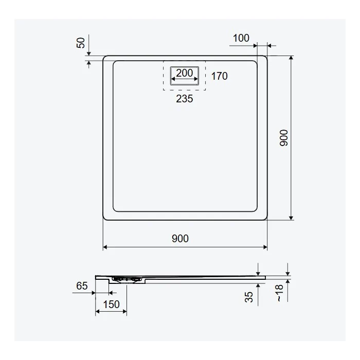 Excellent Lavano brodzik kwadratowy 90x90 cm kompozytowy beton