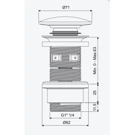 Excellent Design Korek klik-klak umywalkowy korpus złoty szczotkowany pokrywa ceramiczna śnieżnobiała