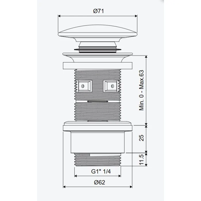 Excellent Design Korek klik-klak umywalkowy korpus złoty szczotkowany pokrywa ceramiczna śnieżnobiała