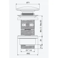 Design Korek klik-klak umywalkowo bidetowy, korpus czarny mat, pokrywa ceramiczna czarna