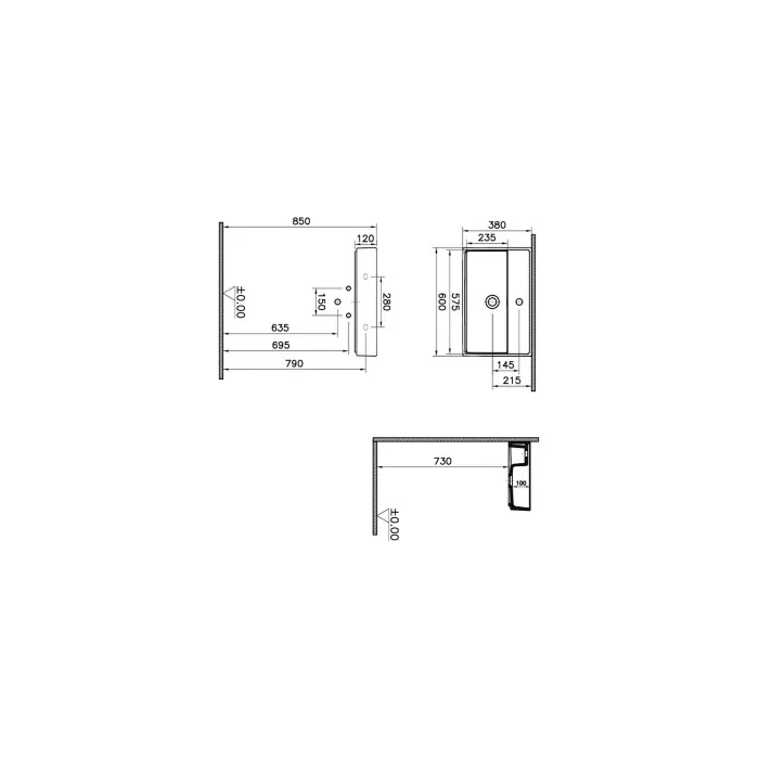 Vitra ArchiPlan umywalka nablatowa/wisząca 60x38 cm biała 7401B003-0041