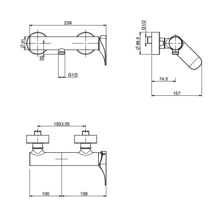 Bateria prysznicowa Quad Chrom FIMA natynkowa