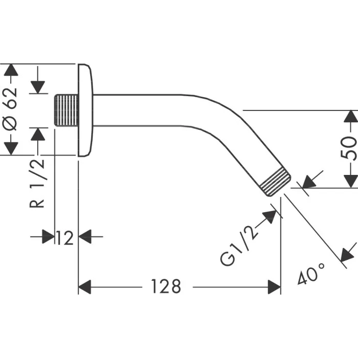 Hansgrohe ramię prysznicowe 12,8 cm 27411000