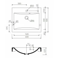 Umywalka meblowa Moira Bis 60 MARMORIN 60x50