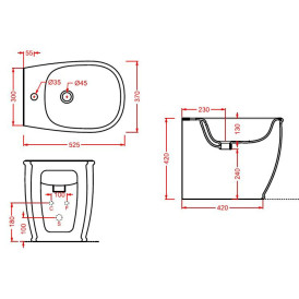 Bidet stojący Azuley czarno-biały ARTCERAM Bidety