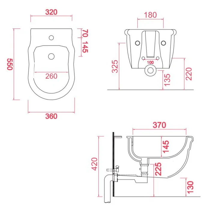 Bidet wiszący Hermitage ARTCERAM czarny Bidety