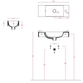 Artceram Brick umywalka wisząca z otworem na baterię 54x20 LML002 Umywalki do łazienek