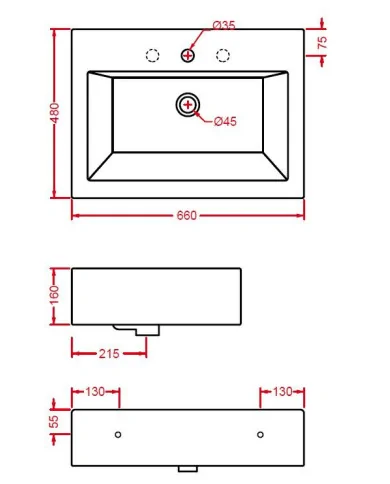 Artceram Fuori Box 65 umywalka 65x48 cm biały połysk L265 Umywalki do łazienek