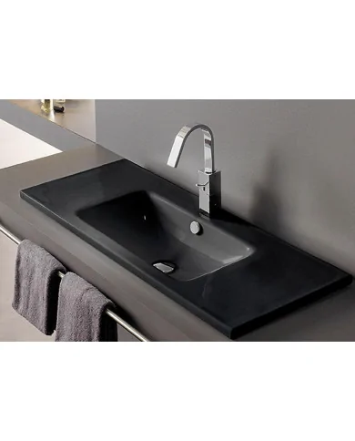 Bathco Montevideo Negro prostokątna umywalka meblowa 81x46 czarna 4012NEG Umywalki do łazienek