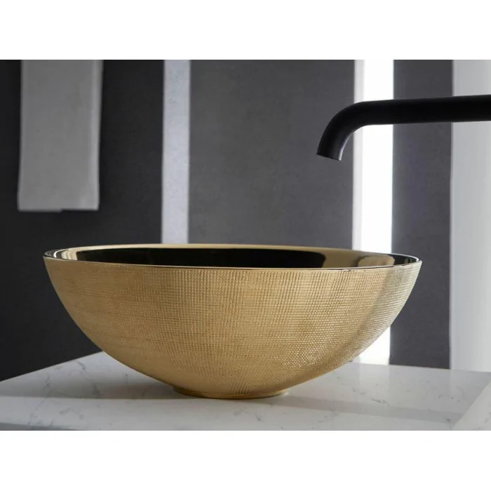 Bathco Gold Brest umywalka nablatowa złota 40 cm 4120 Umywalki do łazienek