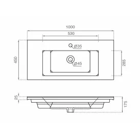 Bathco Riga 100 cm umywalka wisząca / wpuszczana 4101 Umywalki do łazienek