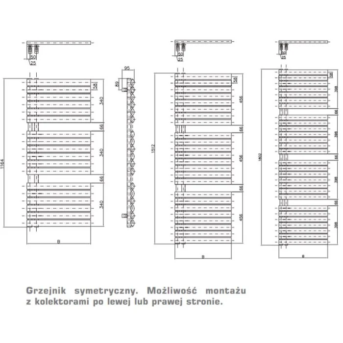 Grzejnik Flag Bis 1164x600 Biały LUXRAD podłączenie ZDL