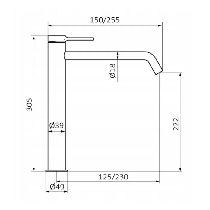 Bateria umywalkowa Time Male XXL chrom z korkiem wylewka 230mm GRB