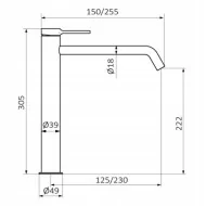 Bateria umywalkowa Time Male XXL czarna z korkiem wylewka 230mm GRB