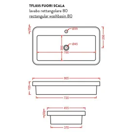 Artceram Fuori Scala prostokątna umywalka łazienkowa 80x40 TFL035 Umywalki do łazienek