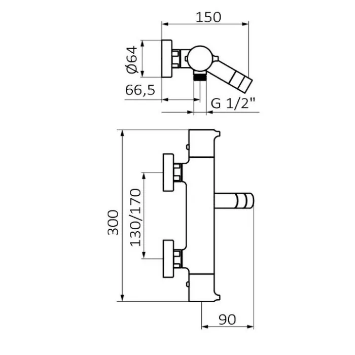 Bateria termostatyczna wanna-prysznic Male z zestawem GRB