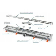 Odpływ liniowy 850mm pakiet Exclusive 40 maskownica Flis WERIT do wypełnienie płytką