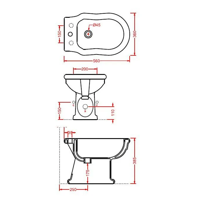 Bidet stojący Hermitage 36x55 ARTCERAM Ubikacje i toalety