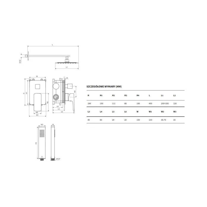 Zestaw prysznicowy podtynkowy Keria EXCELLENT AREX.SET.2045CR Chrom